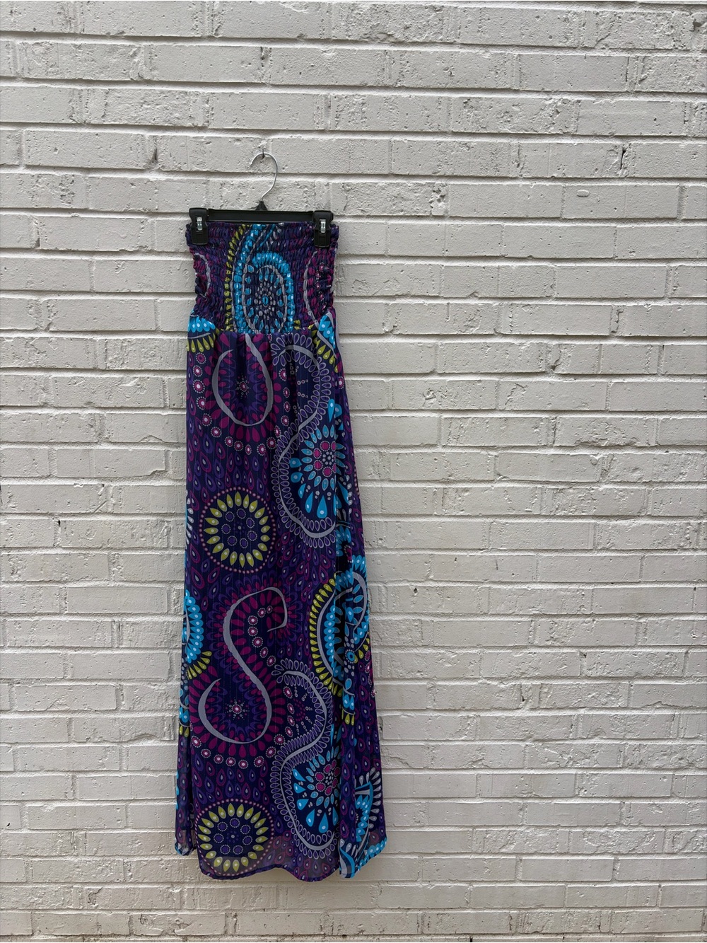 Old Navy Purple Whimsy Vibrant Boho Paisley-Print Smocked Maxi Dress